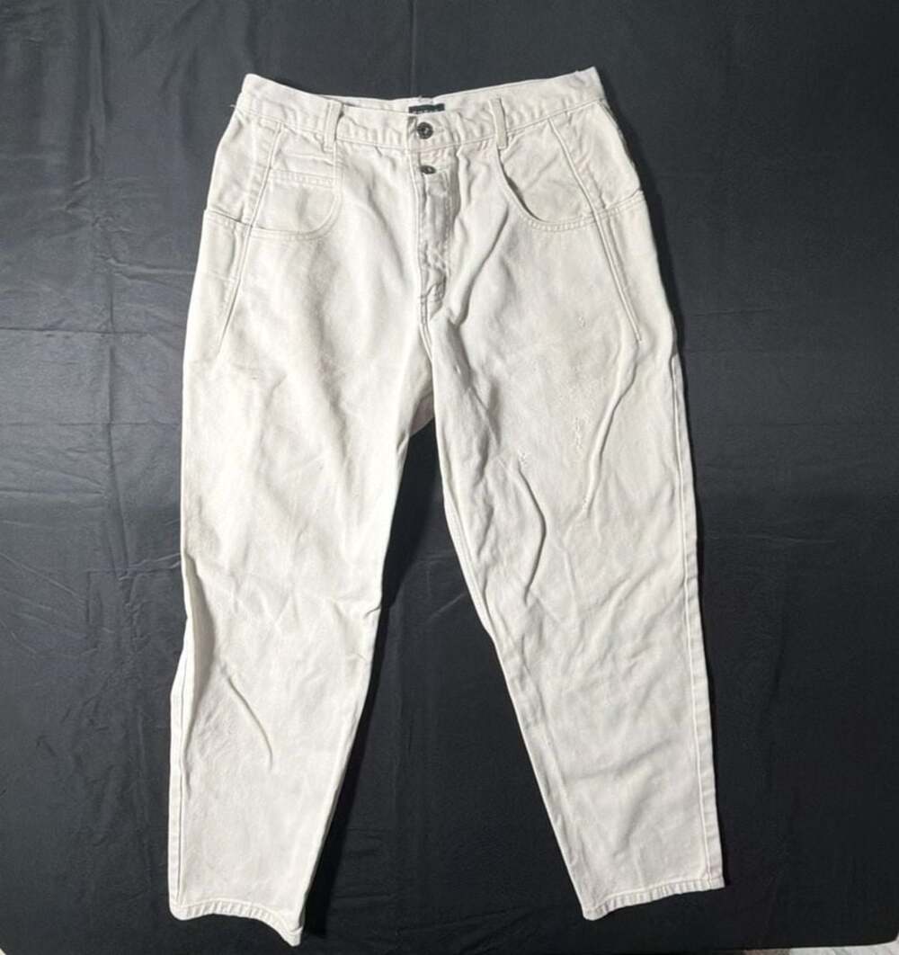 Vintage 90s GUESS Jeans Men’s 33x30 White Ecru Relaxed Tapered 100% Cotton